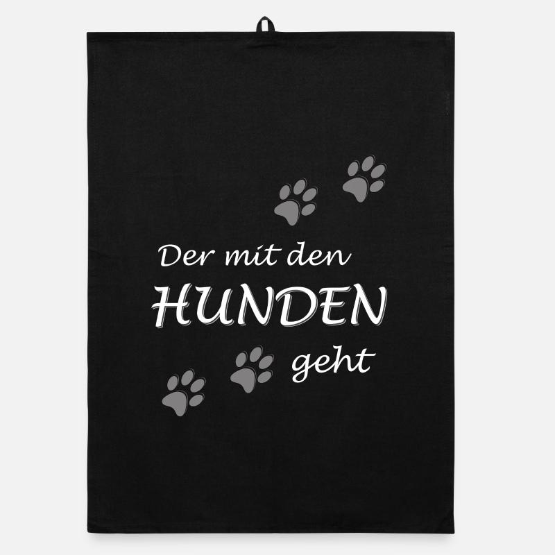 Der mit den Hunden geht Gassi Hundebesitzer Design - Organic Geschirrtuch - Schwarz
