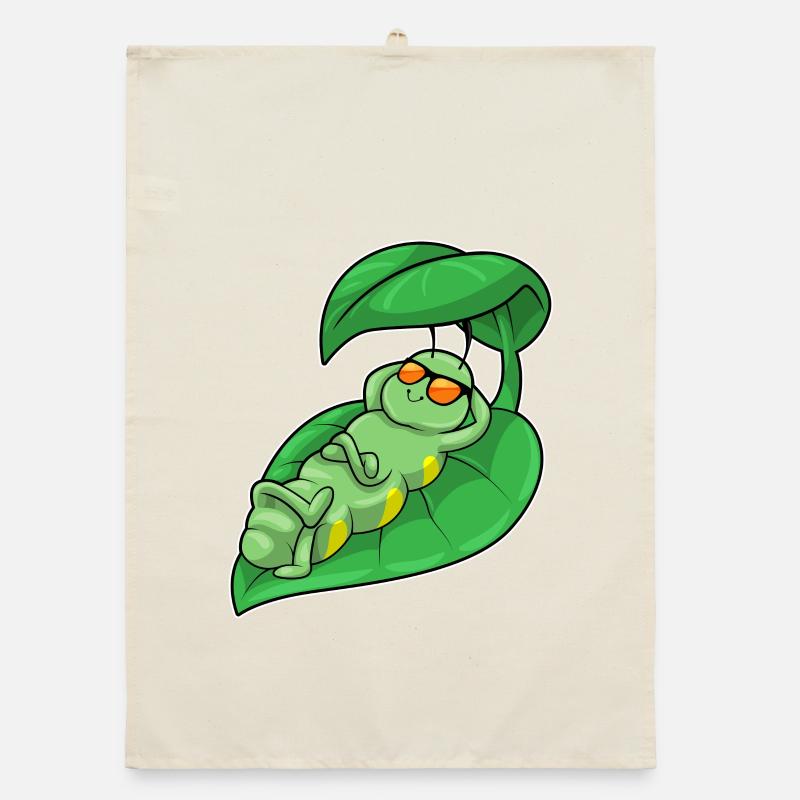 Caterpillar with leaf as parasol Organic dish towel