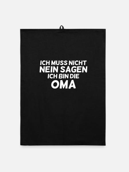 Ich bin die Oma - Organic Geschirrtuch - Schwarz - Vorne
