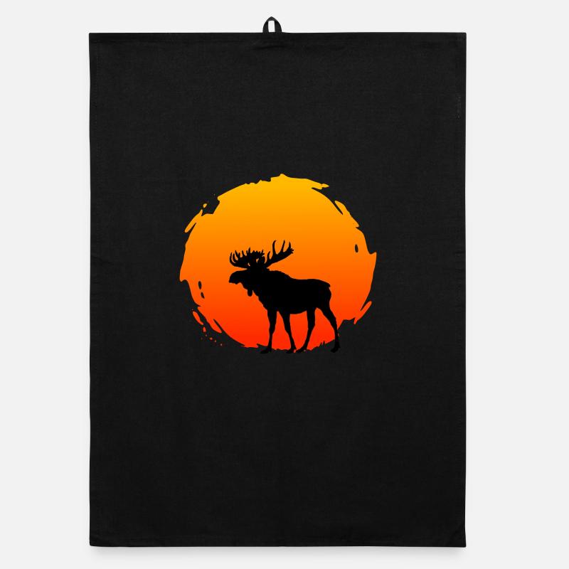 An Elk With A Sunset Organic dish towel