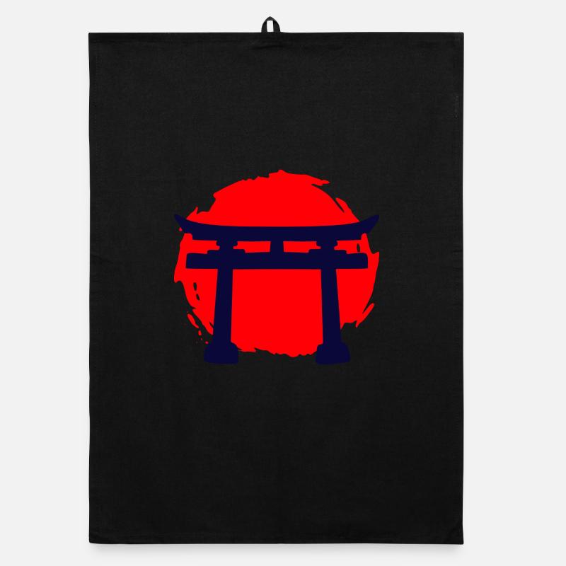 A Temple In A Red Sunset Organic dish towel