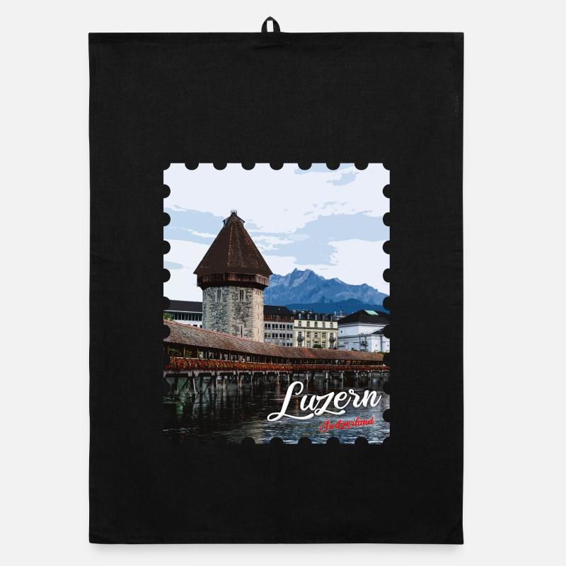 Luzern Kapellbrücke Panorama Organic Geschirrtuch