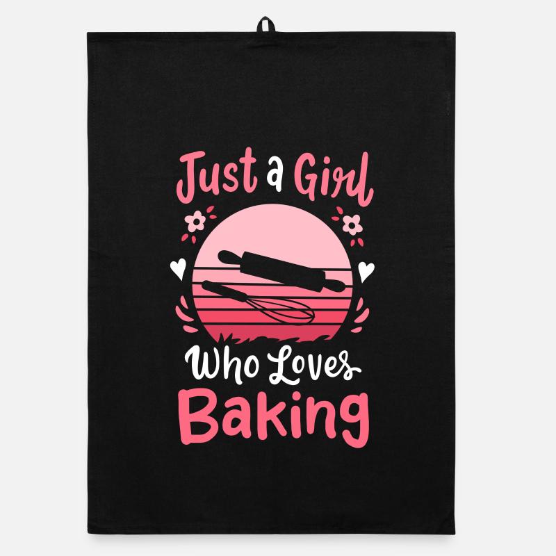 Backen Bäcker Retro - Organic Geschirrtuch - Schwarz