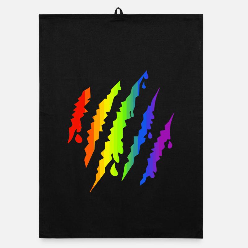 Pride LGBTQ Regenbogen Kratzspur - Organic Geschirrtuch - Schwarz