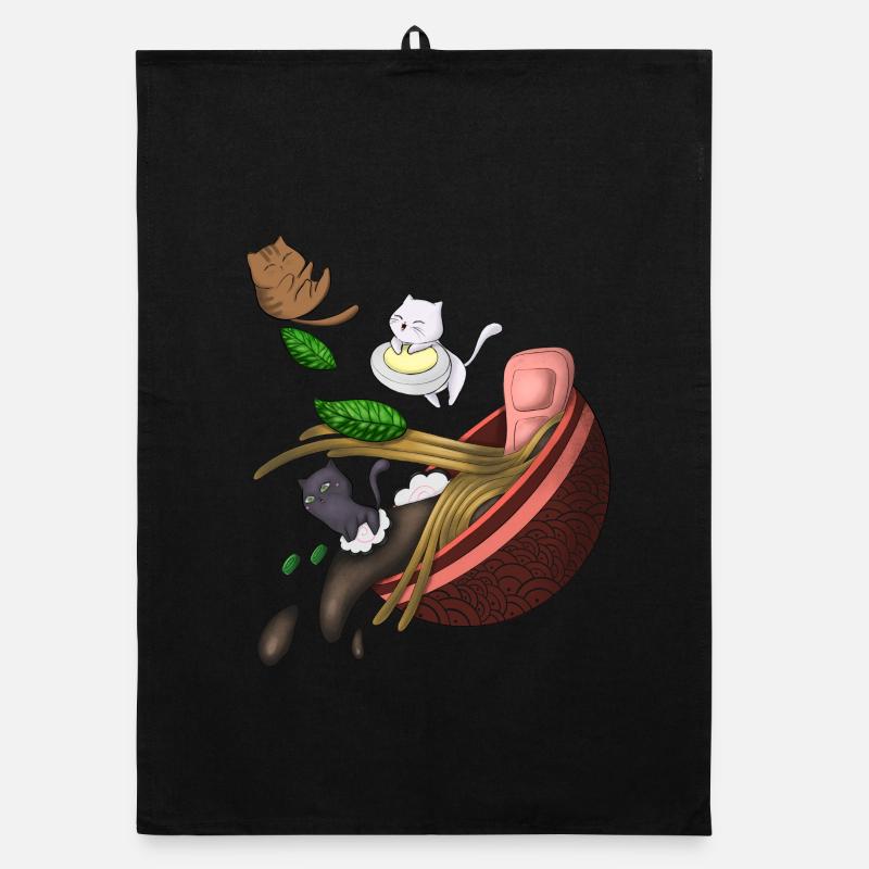 Whimsical Cat Noodle Organic dish towel