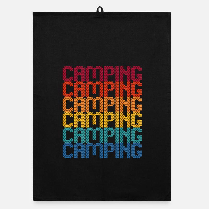 Camping Regenbogen Blockschrift Organic Geschirrtuch