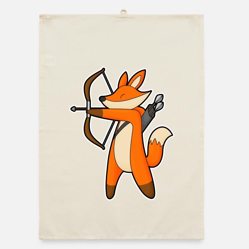 Renard comme archer avec flèche &arc Torchon bio