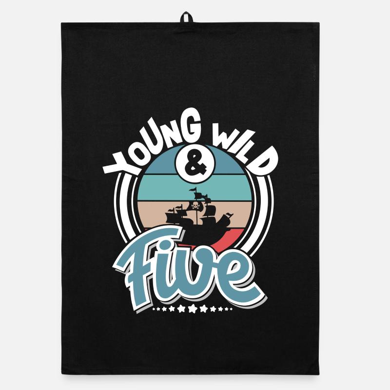 5th Birthday Pirate Ship Pirate Pirate Organic dish towel