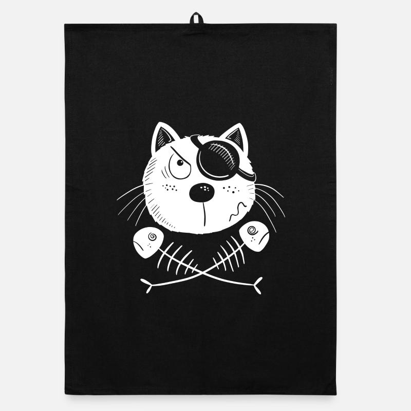 Funny Pirate Cat Organic dish towel