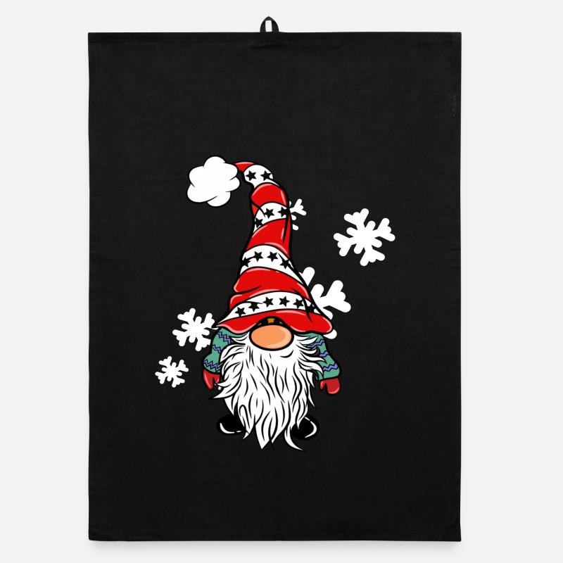 Elfes de Noël avec des flocons de neige - Torchon bio - noir