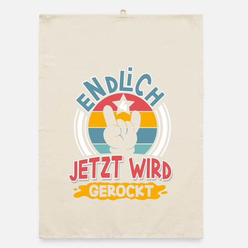 4. Geburtstag Endlich 4 Jetzt Wird Gerockt Organic Geschirrtuch