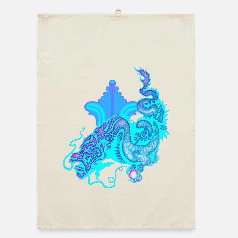 Hellblauer chinesischer Drache Organic Geschirrtuch