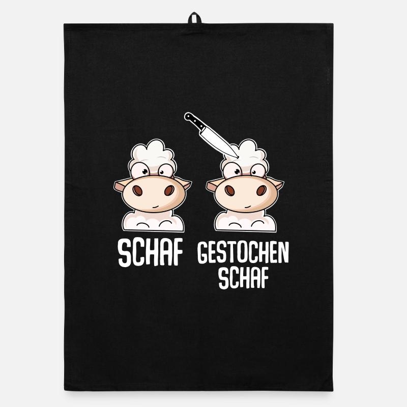 Schaf Gestochen Schaf - Organic Geschirrtuch - Schwarz