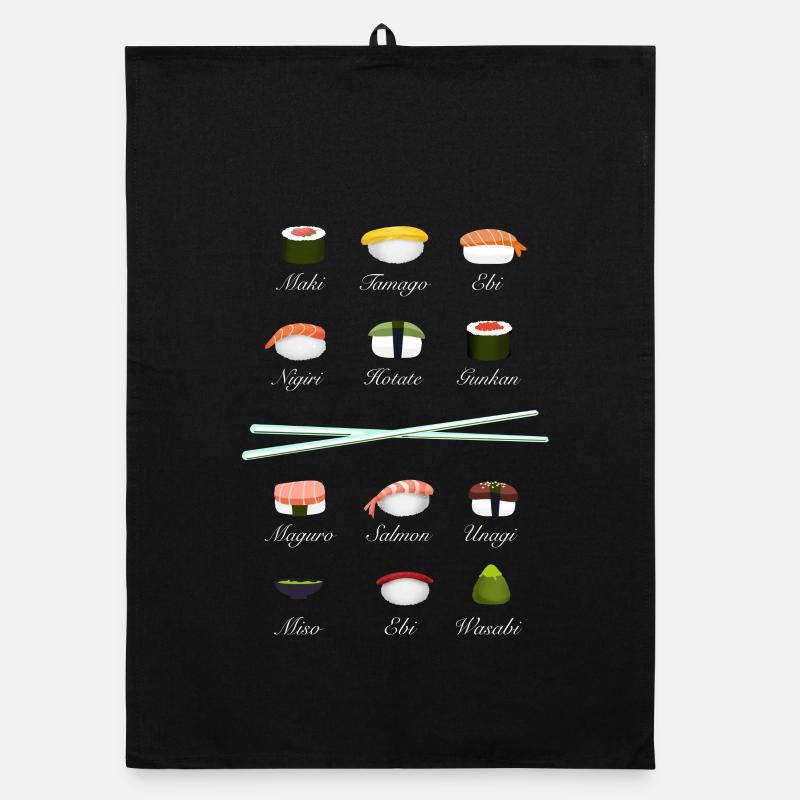 sushi kit chopsticks manga wasabi japan rice fish Organic dish towel