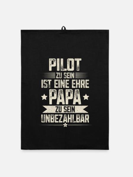 Pilot Papa Vater Vatertag - Organic Geschirrtuch - Schwarz - Vorne