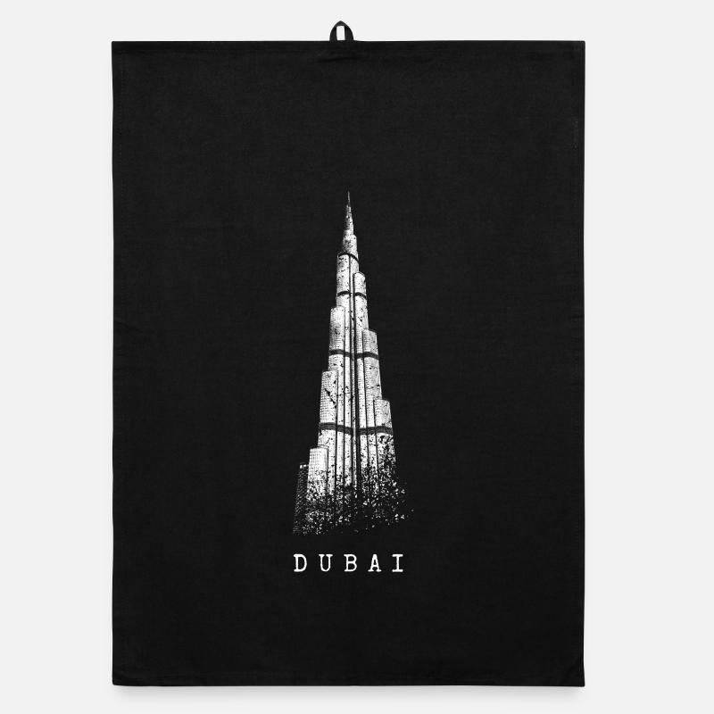 Dubai Burj Khalifa Vintage Silhouette Emirate UAE Organic dish towel