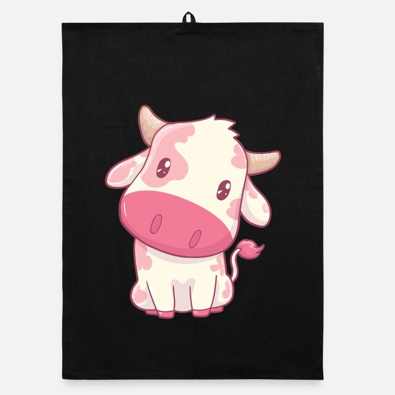 Kuh Erdbeerkuh Kawaii Organic Geschirrtuch