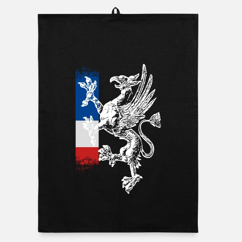 griffon debout bleu blanc rouge Rostock Torchon bio