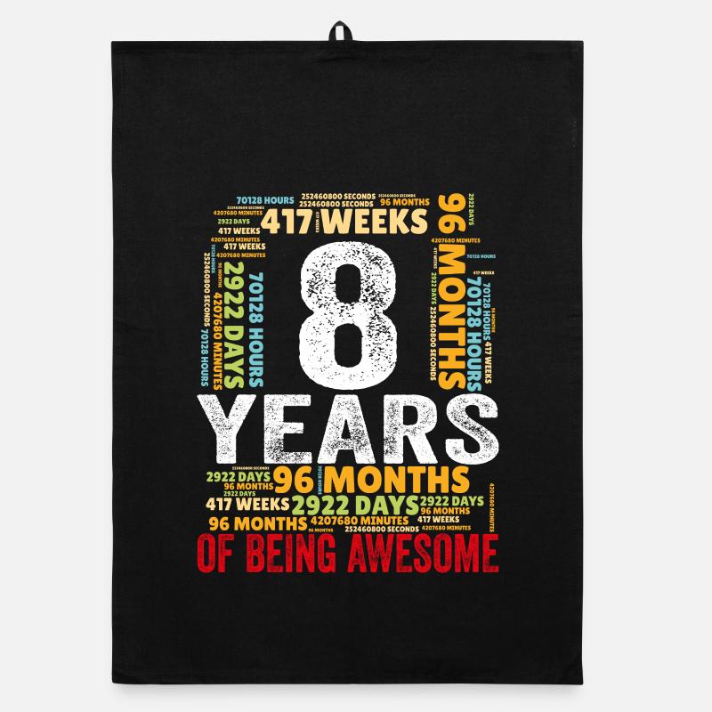8 Jahre 8. Geburtstag Super sein Monate Tage Organic Geschirrtuch