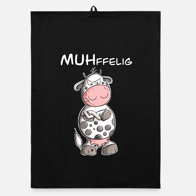 Muffelige Kuh I Muffel Kuh Wortspiel I Statement Organic Geschirrtuch