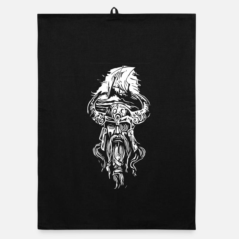 Vikings with sailing ship Organic dish towel