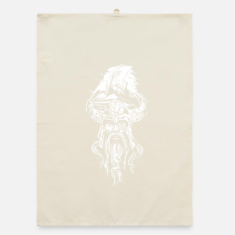 Wikinger mit Segelschiff Organic Geschirrtuch