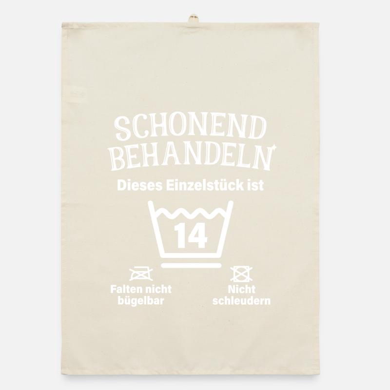 Schonend Behandeln 14. Geburtstag Einzelstück 14 Organic Geschirrtuch