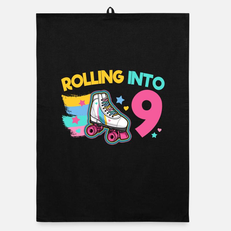 9. Geburtstag Rollschuh Organic Geschirrtuch