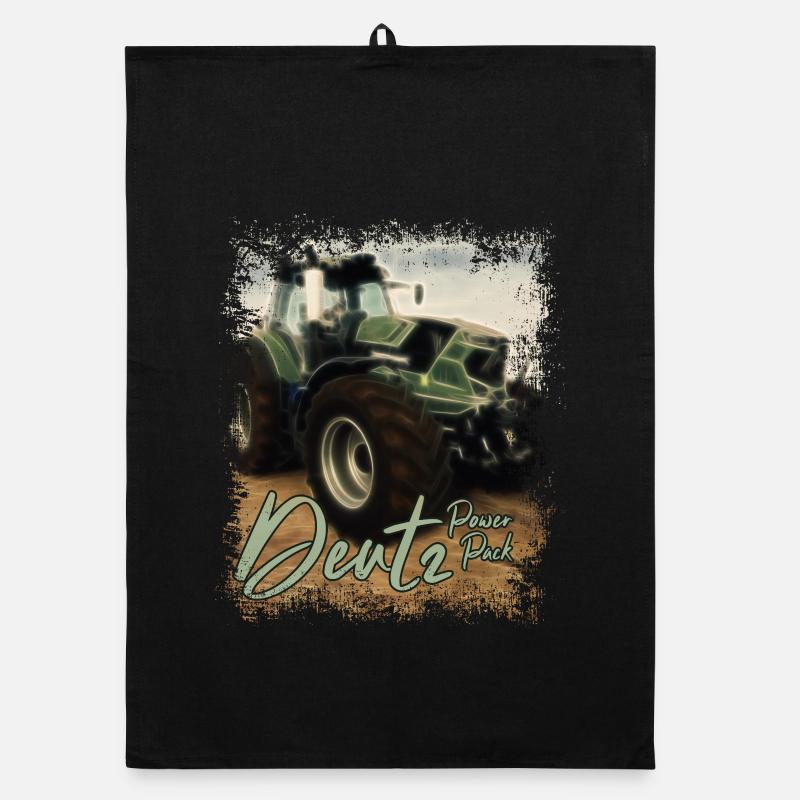 Deutz Traktor Kraftpaket - Traktor Power Pack - Organic Geschirrtuch - Schwarz