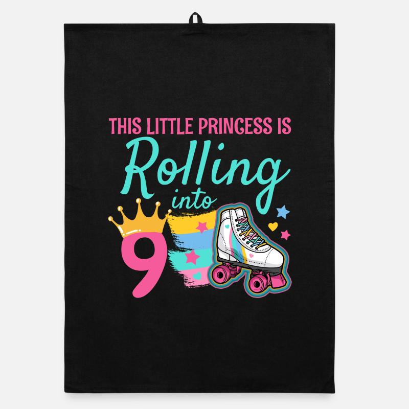 9. Geburtstag Rollschuh - Organic Geschirrtuch - Schwarz