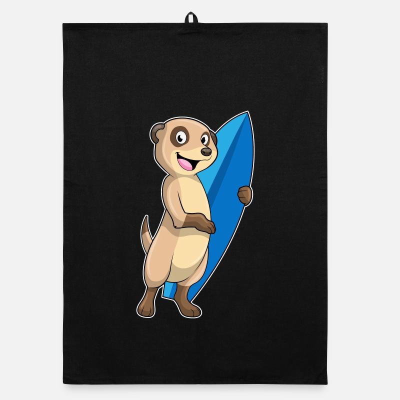 Erdmännchen Surfen Surfbrett Sommer Organic Geschirrtuch