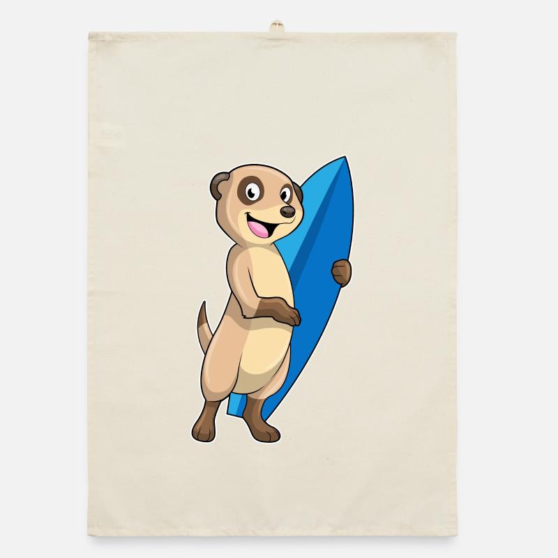 Erdmännchen Surfen Surfbrett Sommer Organic Geschirrtuch