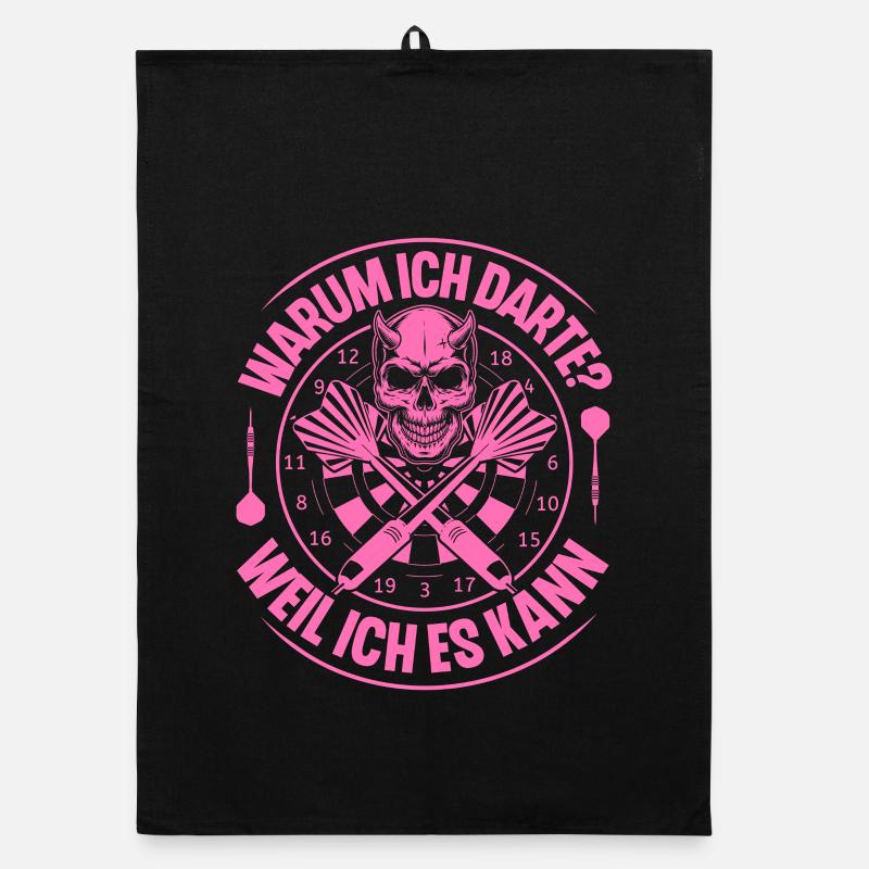 Dartspielerin Dart Darts Darten - Organic Geschirrtuch - Schwarz