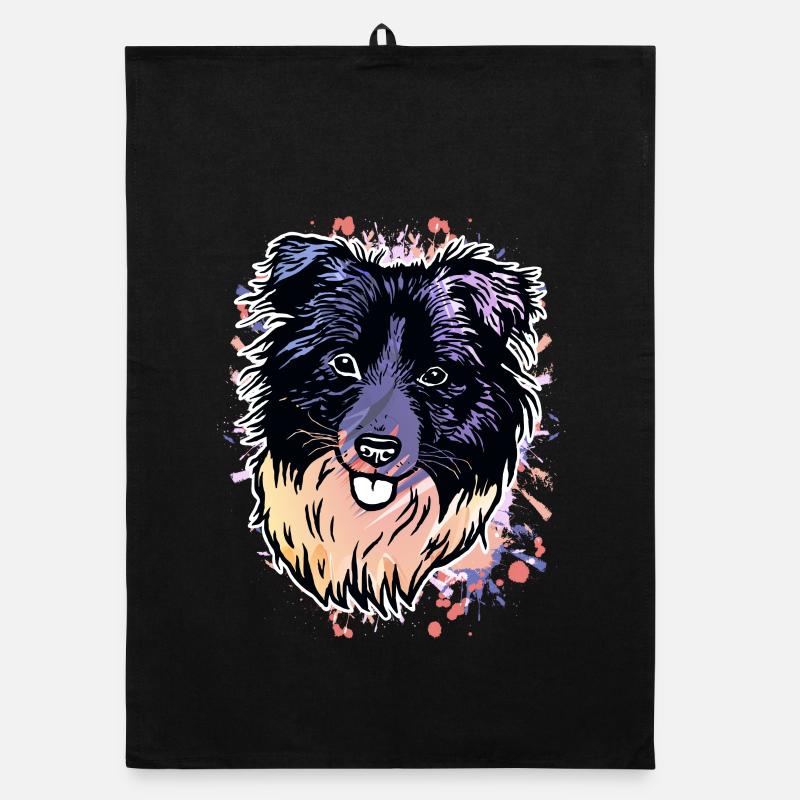 Border Collie Farbklecks Organic Geschirrtuch