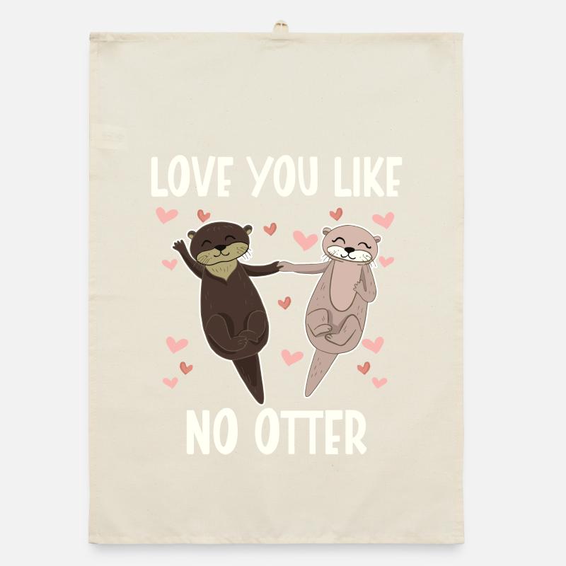 Vous aimer comme pas de loutre Saint-Valentin Torchon bio