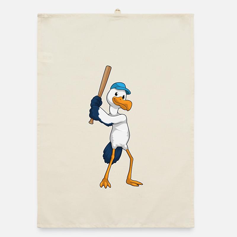 Stork Baseball Baseball Bat Organic dish towel