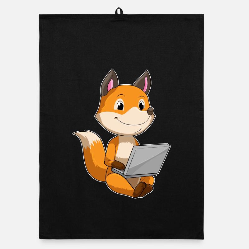 Fuchs avec ordinateur portable Torchon bio