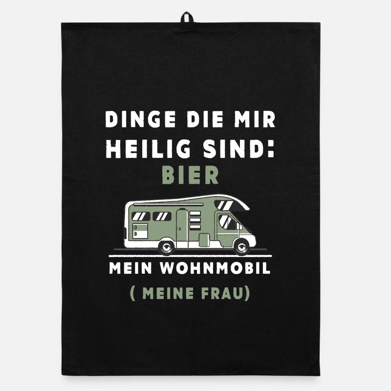 Heiliges Bier am Wohnmobil - Organic Geschirrtuch - Schwarz