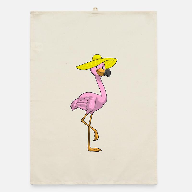 Flamingo Hat Organic dish towel