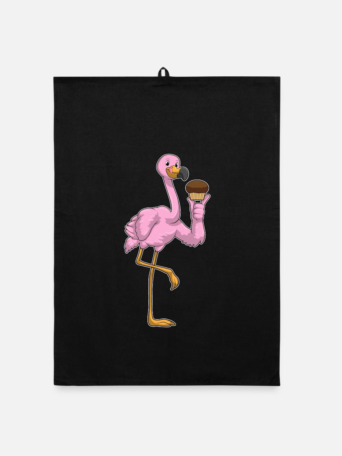 Flamingo Muffin - Organic Geschirrtuch - Schwarz - Vorne