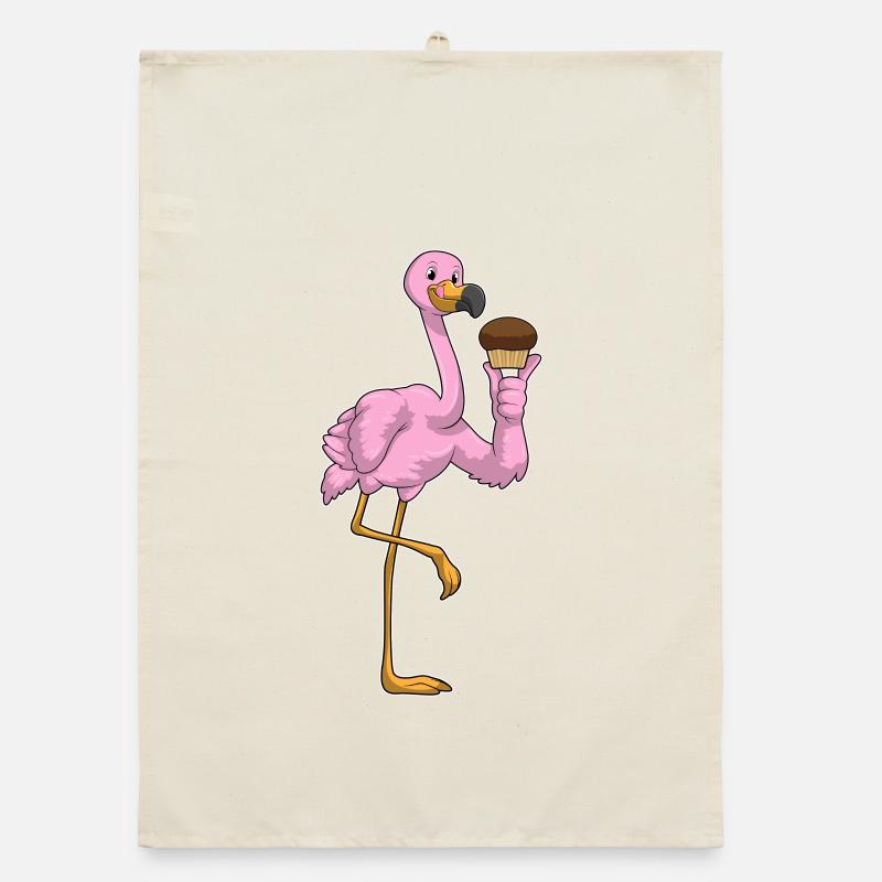 Flamingo mit Muffin Organic Geschirrtuch