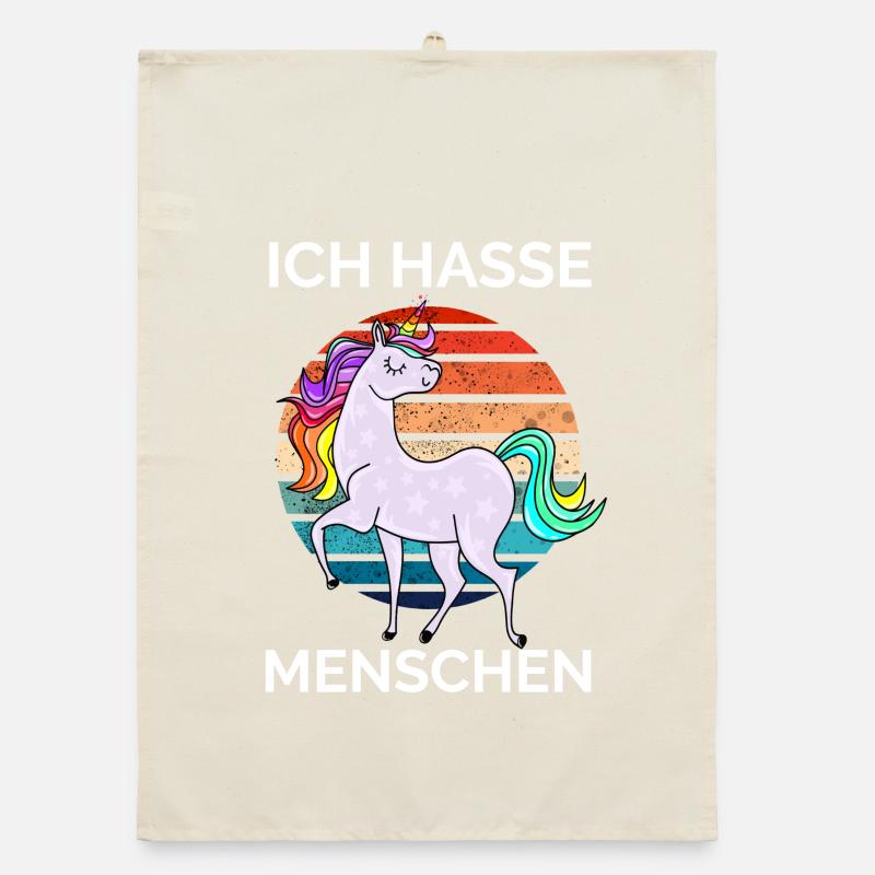 buntes Einhorn - Ich hasse Menschen Organic Geschirrtuch