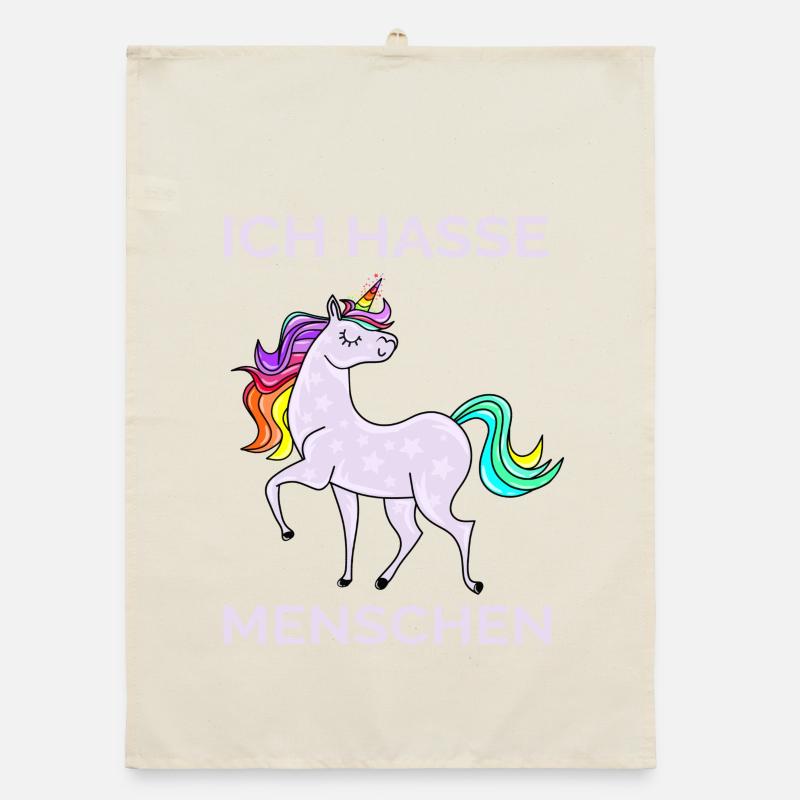 ICH HASSE MENSCHEN EINHORN Organic Geschirrtuch