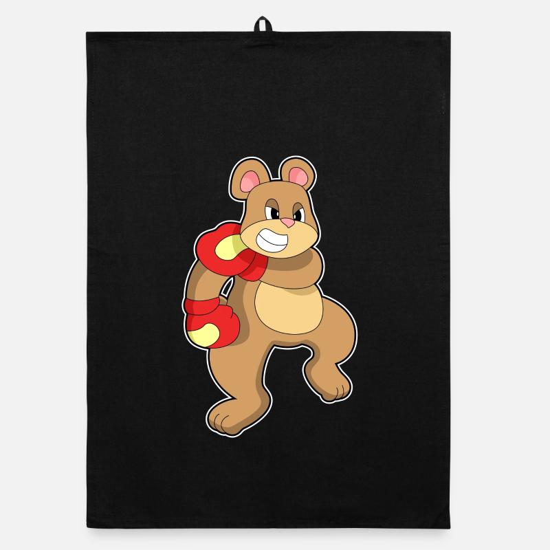 Boxe d’ours avec des gants de boxe Torchon bio