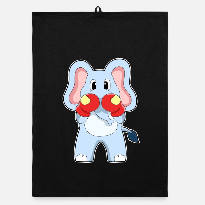 Boxe éléphant avec des gants de boxe Torchon bio