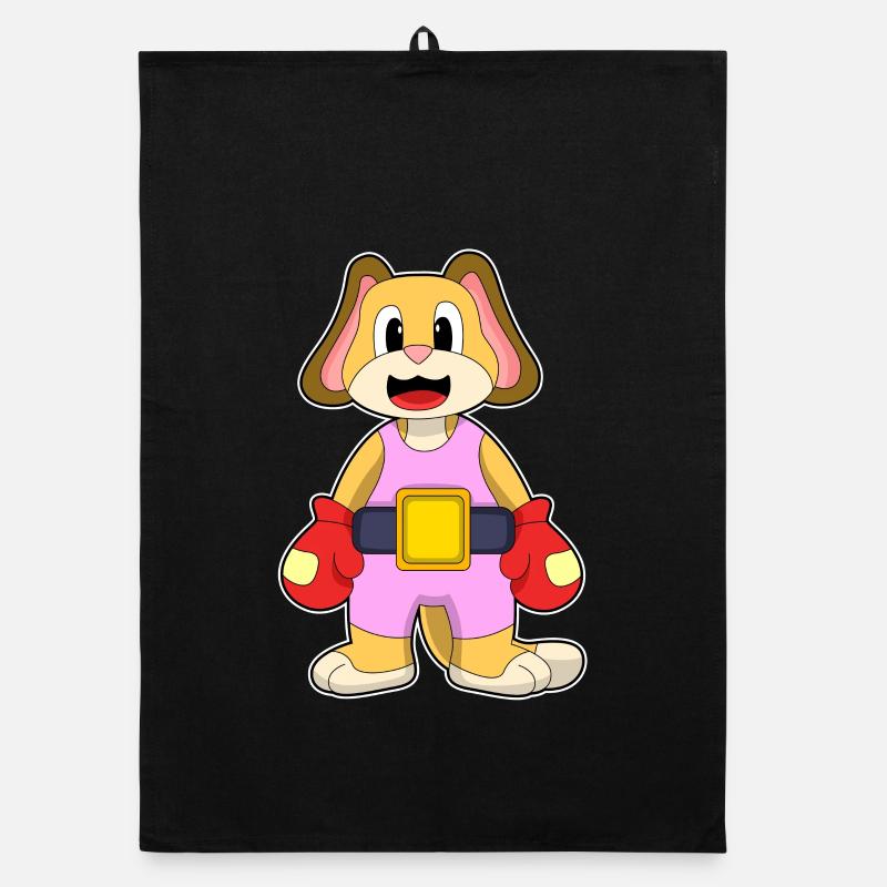 Boxe canine avec des gants de boxe Torchon bio