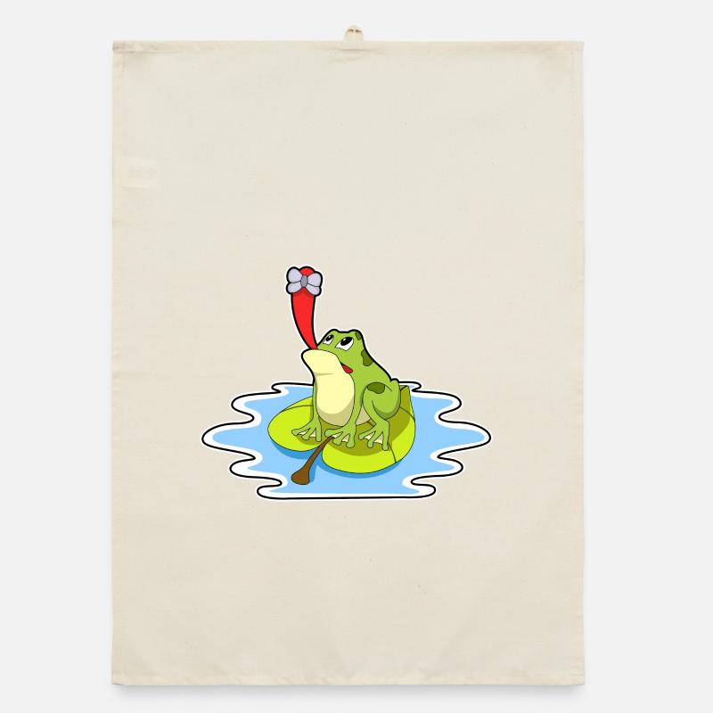 Grenouille sur feuille avec insecte Torchon bio