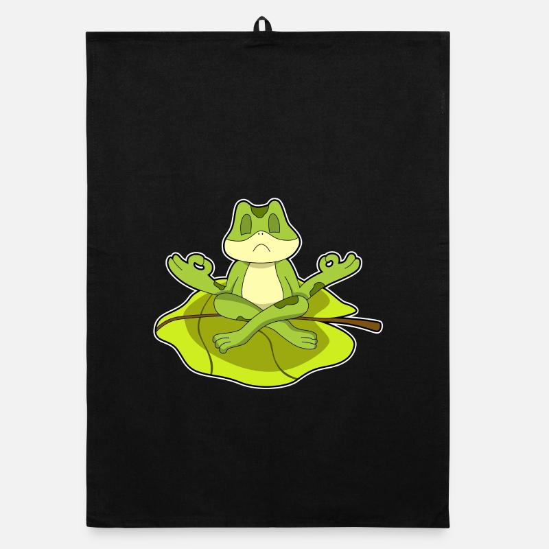 Frosch beim Meditieren - Organic Geschirrtuch - Schwarz