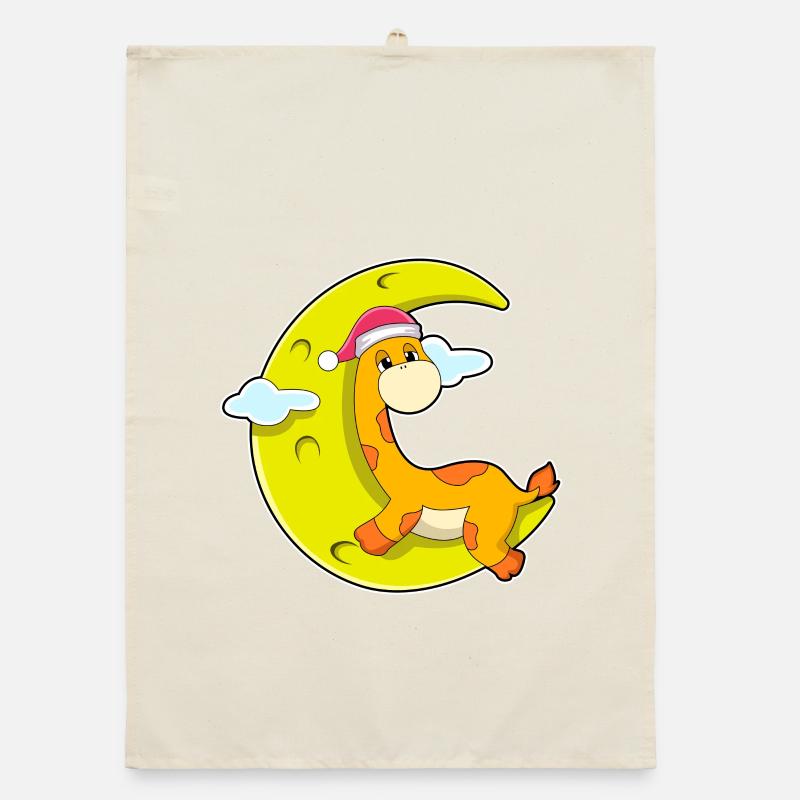 Girafe dormant avec la lune Torchon bio