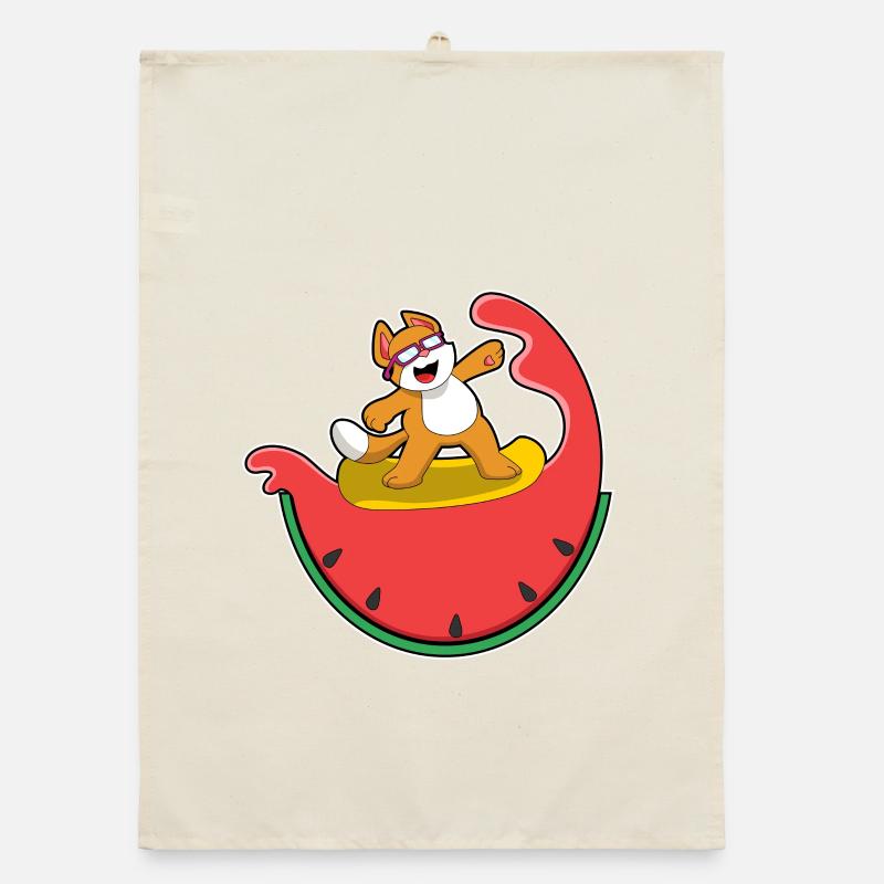 Été de surf sur planche de surf pour chats Torchon bio